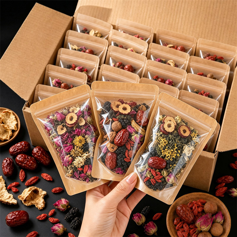 Food Storage Zipper Bags - 100Pcs Clear Kraft Paper Packaging Stand