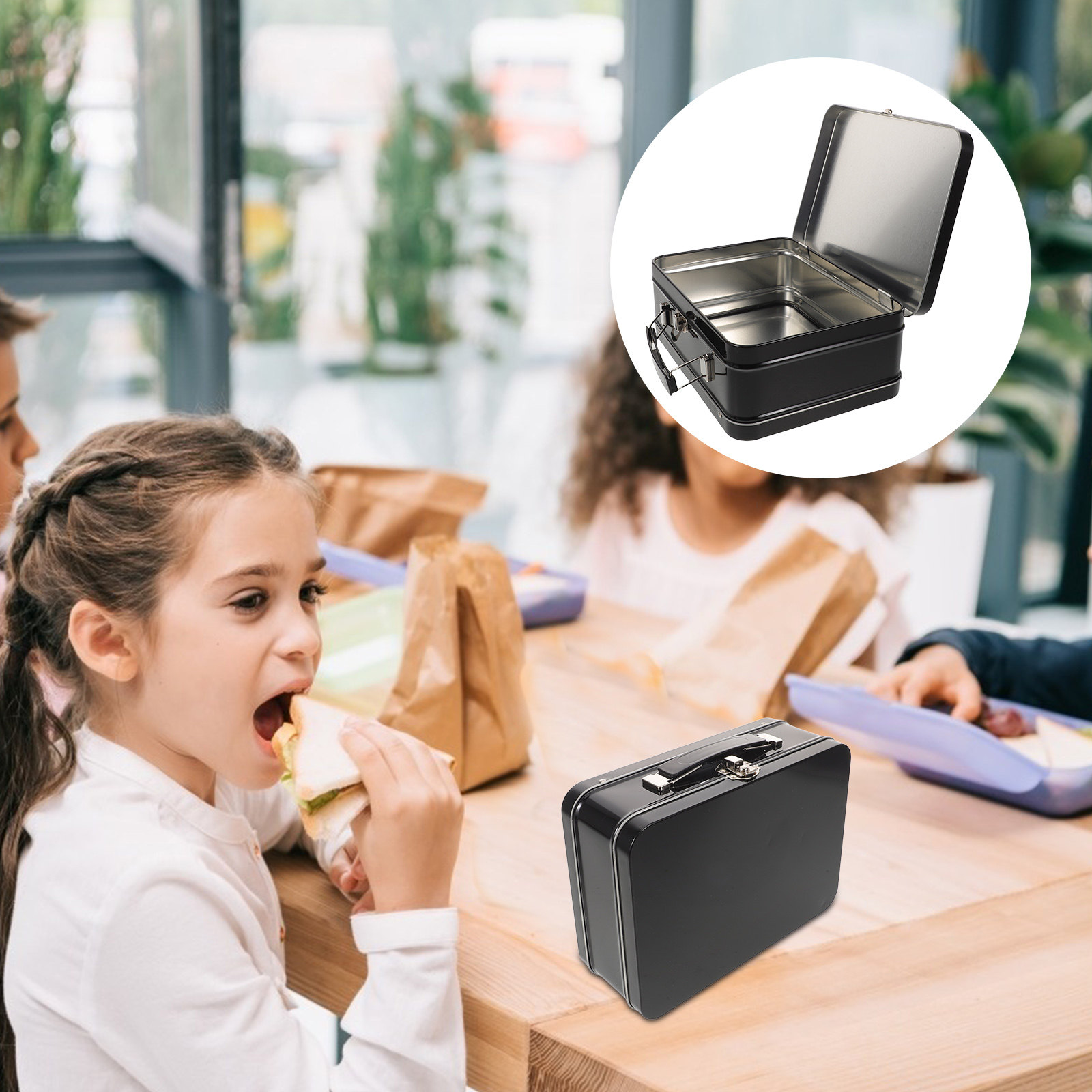 Food Storage Lunch Box - Metal Lunch Tin Rectangular Empty Tin
