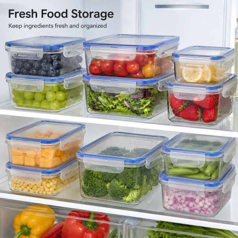 Food Storage Lunch Box - 4 Sizes Refrigerator Storage Box Food