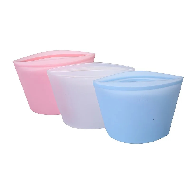 Food Storage Zipper Bags - Reusable Silicone Storage Bags - Airtight