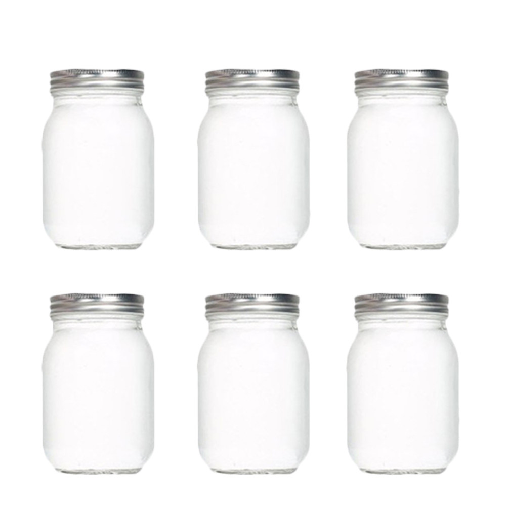 Food Storage Jars & Containers - 6Pcs Transparent Round Glass Jars with
