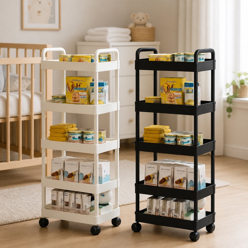 Food Storage With Wheels - 5-Tier Rolling Storage Cart with Wheels