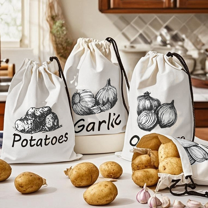 Food Storage Zipper Bags - Potato Onion Garlic Pattern Storage Bag
