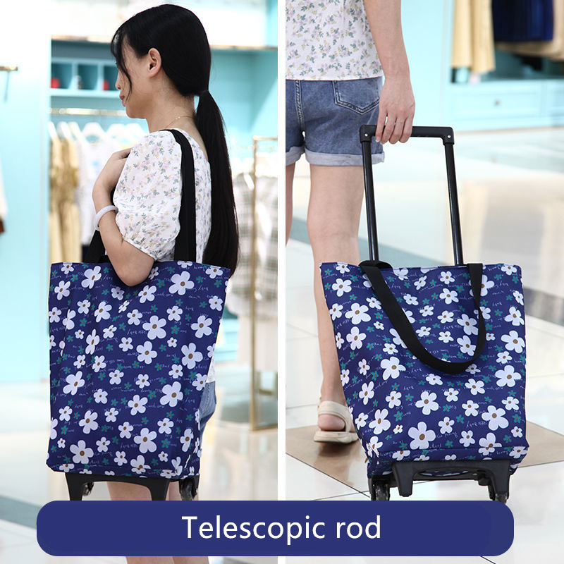 Food Storage With Wheels - Folding Shopping Pull Cart Trolley Bag