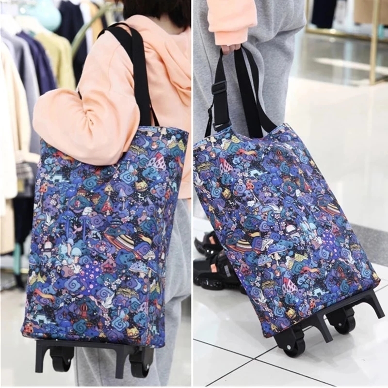 Food Storage With Wheels - Folding Storage Bag High Capacity Shopping