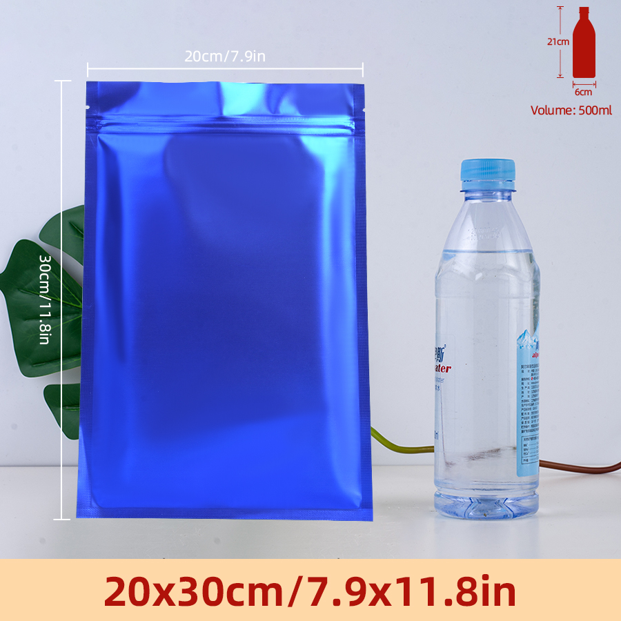 Food Storage Zipper Bags - 100pcs Matte Blue Foil Zipper Pouches,