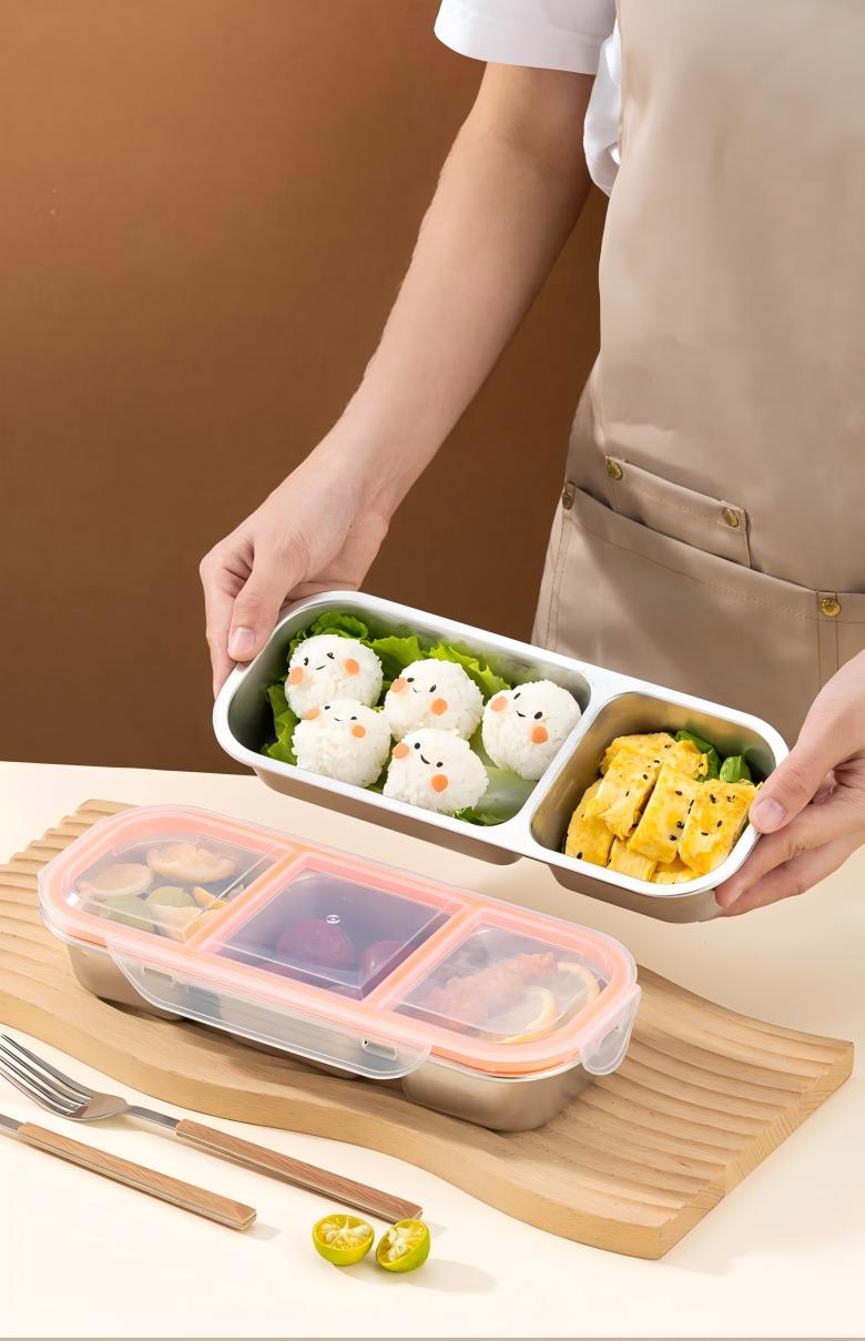 Food Storage Lunch Box - THREE-GRID FOOD CONTAINER LUNCH BOX WITH
