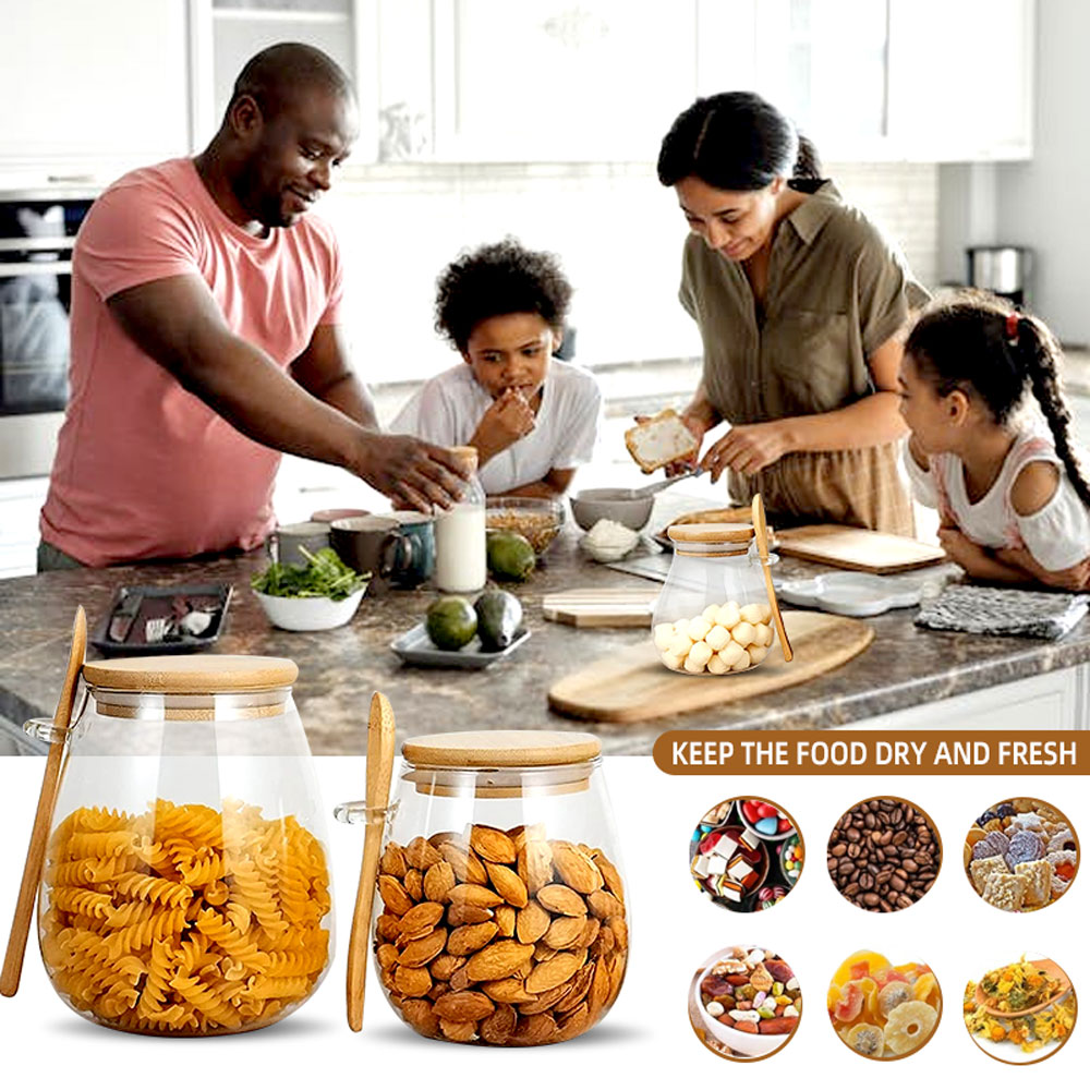 34oz sealed glass jar with spo - Food Storage Glass Set recension och pris
