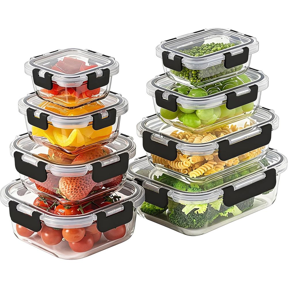 8-Piece Borosilicate Glass Foo - Food Storage Glass Set recension och pris