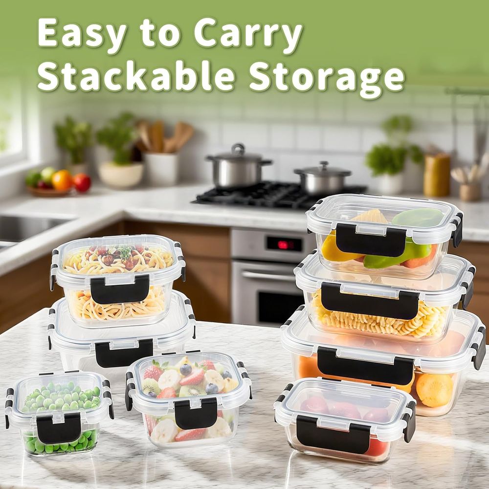 8-Piece Borosilicate Glass Foo - Food Storage Glass Set recension och pris