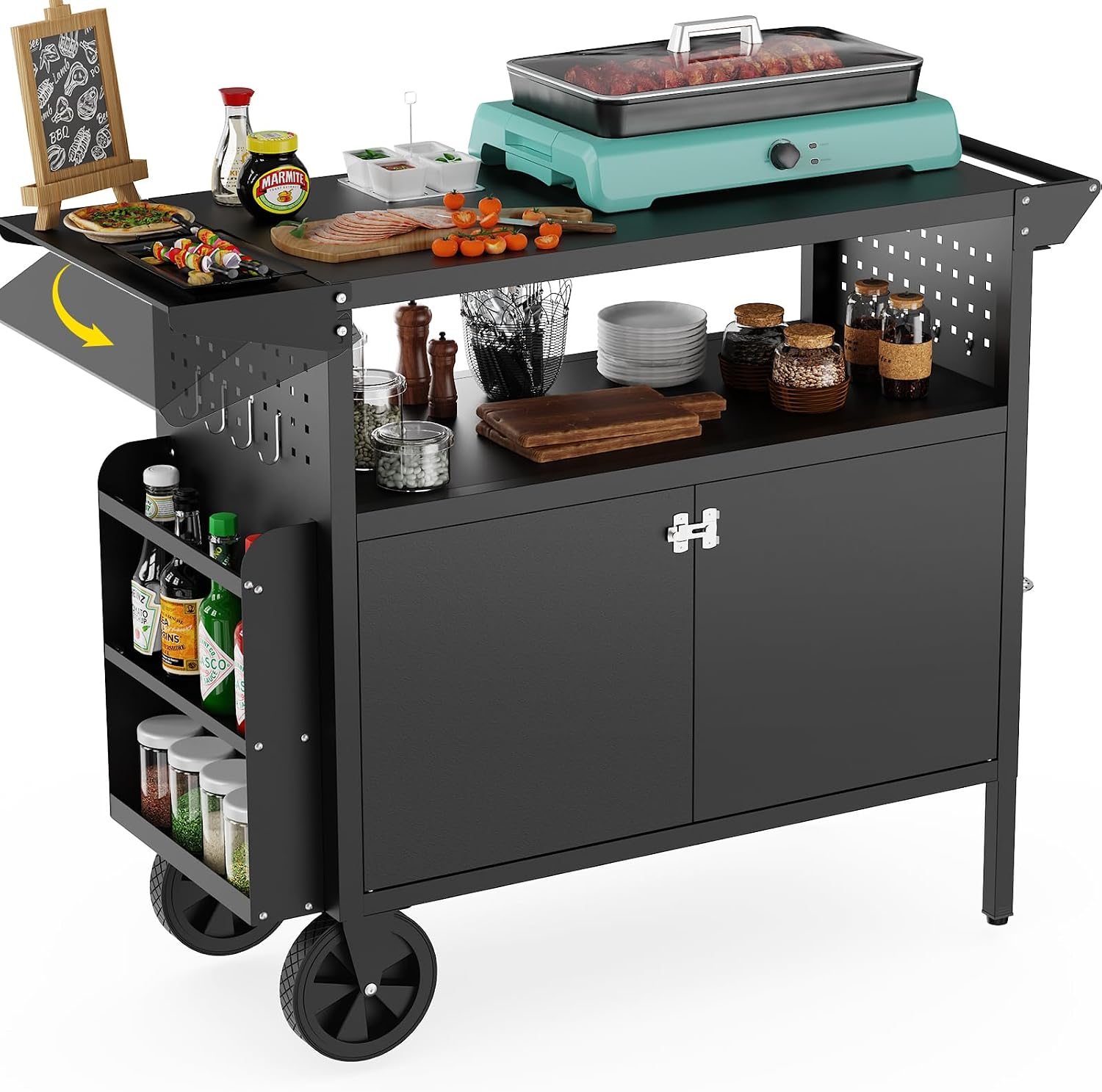 Outdoor Grill Cart Table With  - Food Storage With Wheels recension och pris