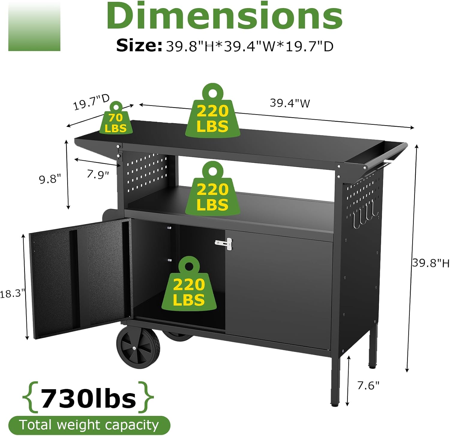 Outdoor Grill Cart Table With  - Food Storage With Wheels recension och pris