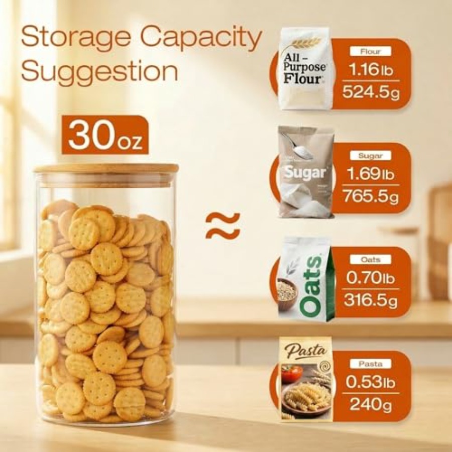Glass Jars with Bamboo Lids 28 - Food Storage Glass Set recension och pris