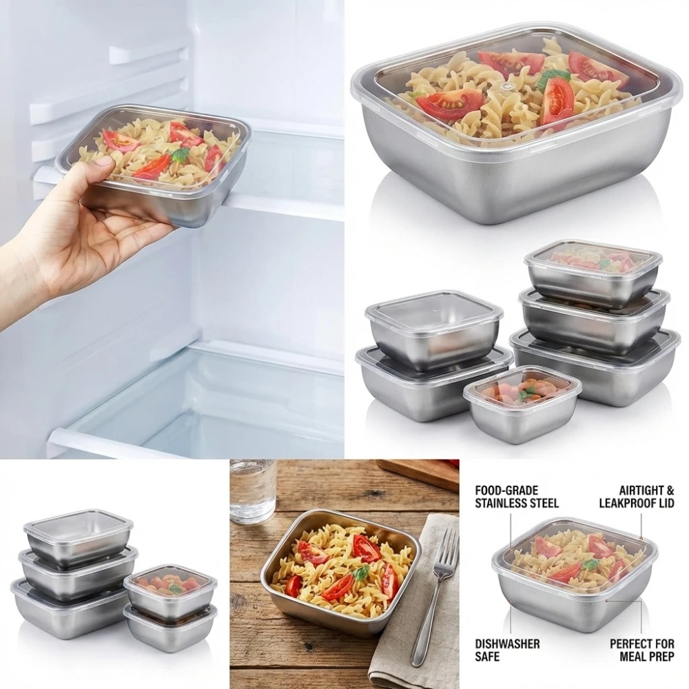 6PCS Stainless Steel Food Stor - Food Storage Lunch Box recension och pris