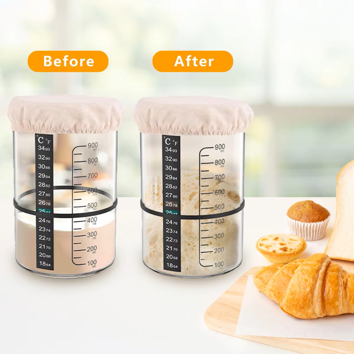 1500/900ml Sourdough Starter J - Food Storage Glass Set recension och pris
