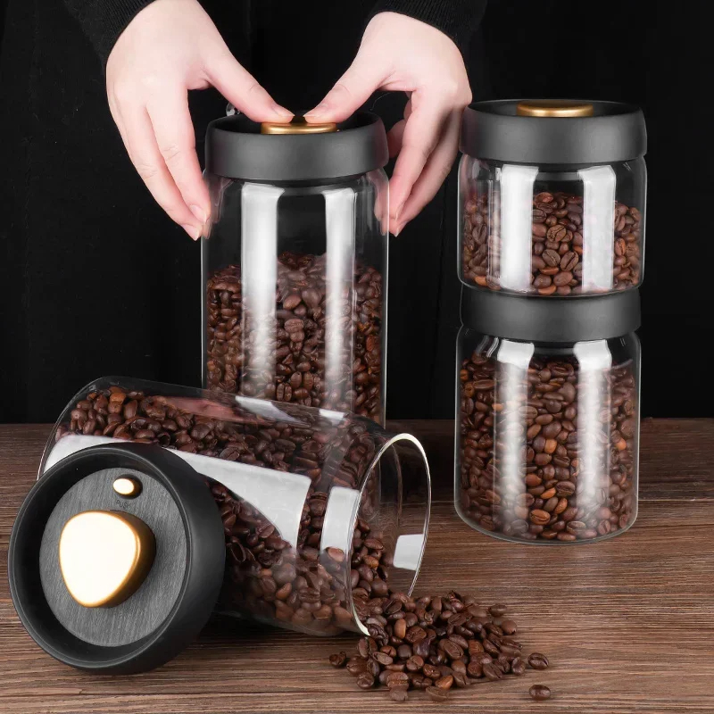 Coffee beans vacuum sealed jar - Food Storage Glass Set recension och pris