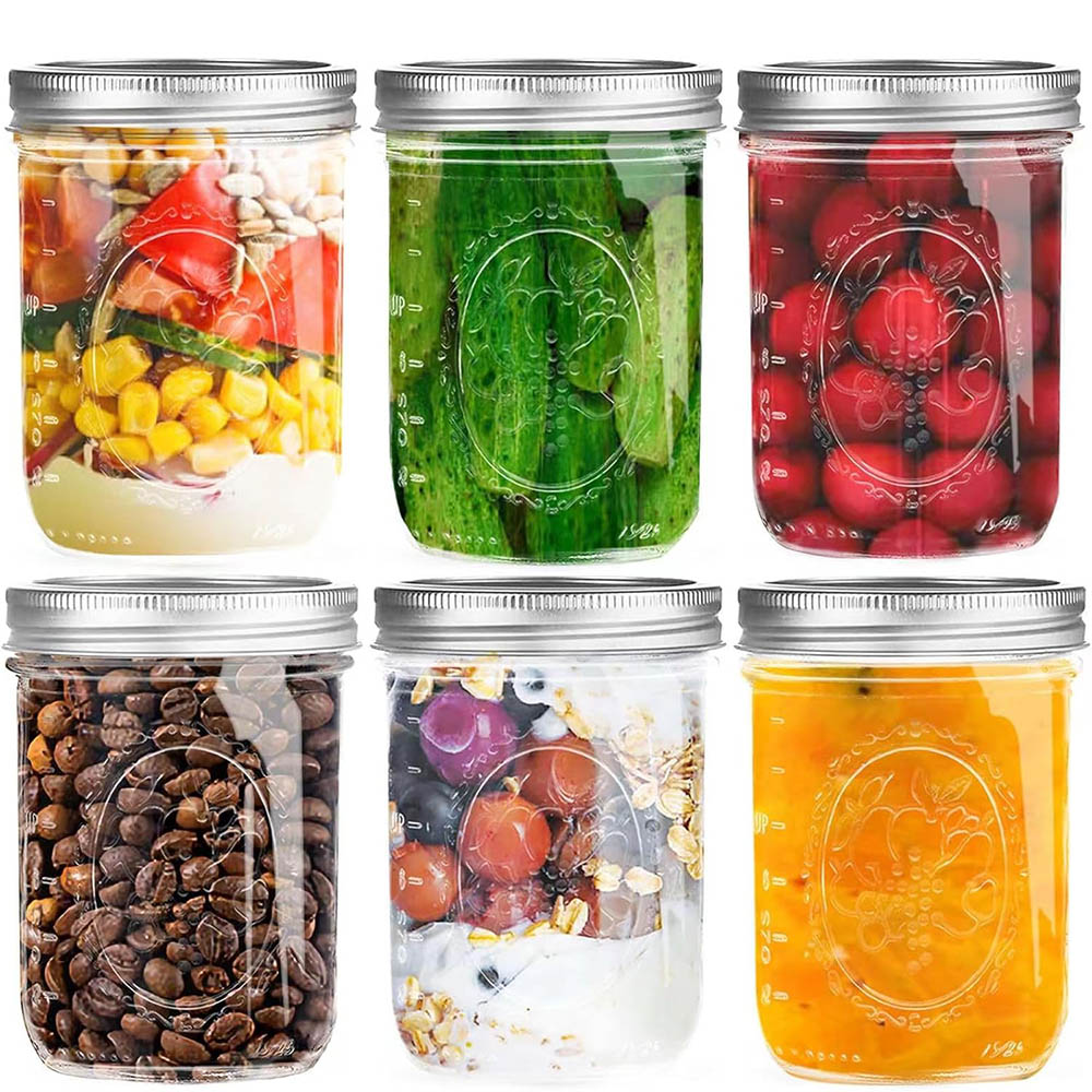 16oz Wide Mouth Mason Jars wit - Food Storage With Lids recension och pris