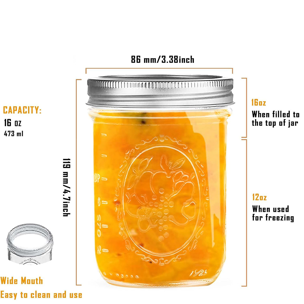 16oz Wide Mouth Mason Jars wit - Food Storage With Lids recension och pris
