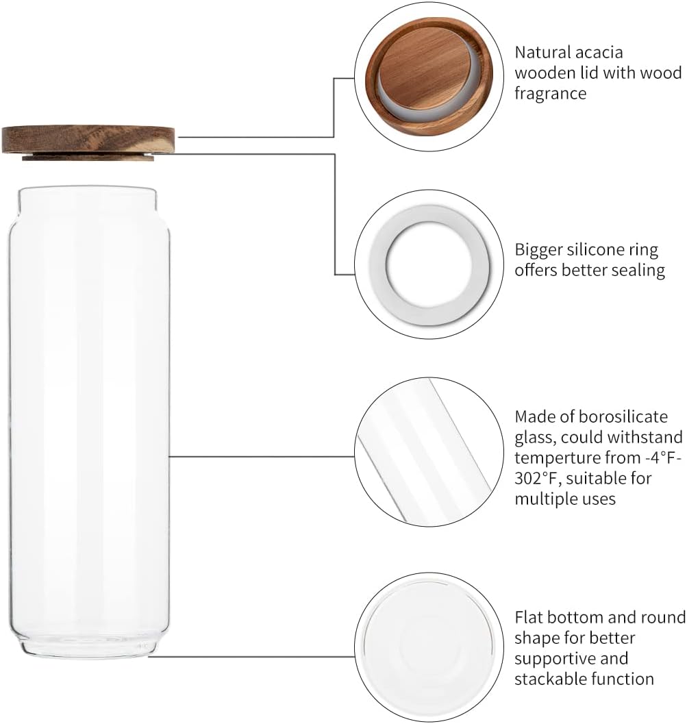 4 Pack 34 OZ Glass Jars with W - Food Storage Glass Set recension och pris