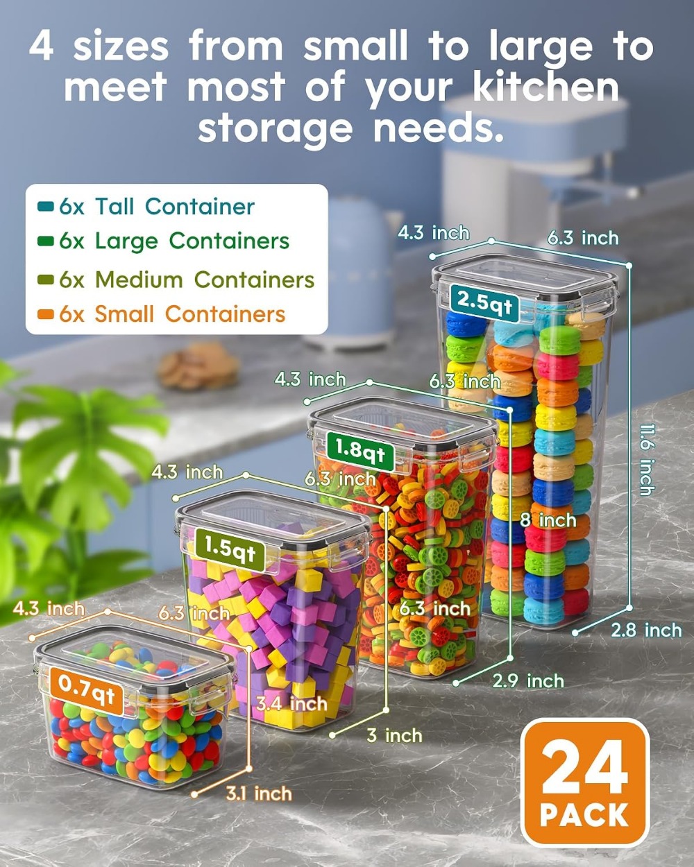 24 PCS Airtight Food Storage C - Food Storage With Lids recension och pris